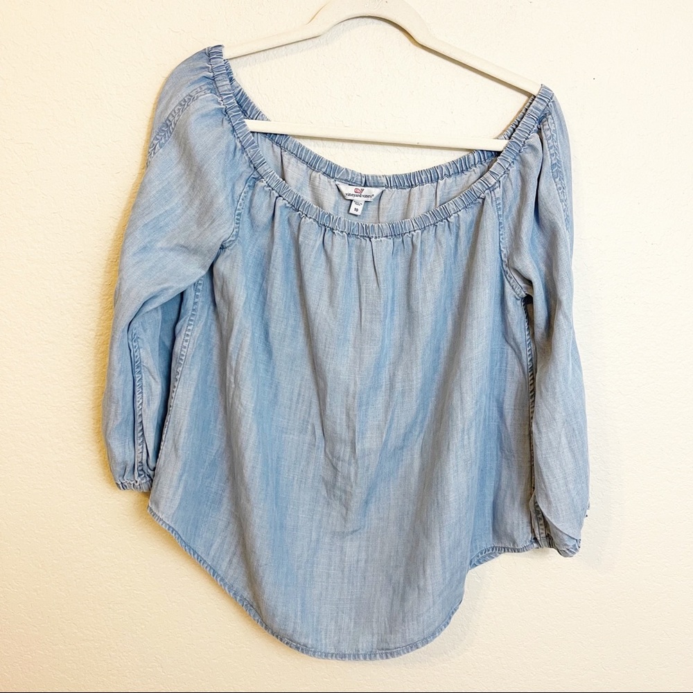 Vineyard Vines Chambray Off The Shoulder Blouse